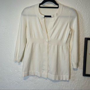 🌻525 America {M} White One Button 3/4 Sleeve Cardigan